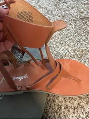 Free People Cognac Leather Strappy Gladiator Sandals Jesus sandals 9.5 M